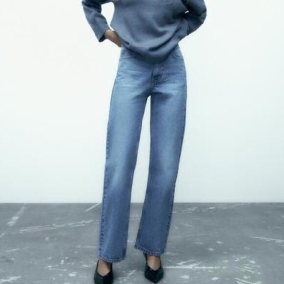 Zara Straight Leg High Rise Jeans sz 2 - Picture 1 of 4